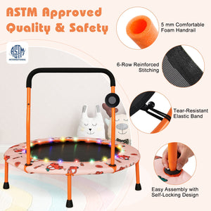 36 Inch Mini Trampoline with Colorful LED Lights and Bluetooth Speaker-Orange view 8