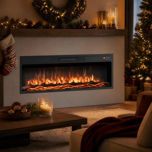36 Inch Recessed Electric Fireplace Heater with Adjustable Flame Colors & Brightness view 3