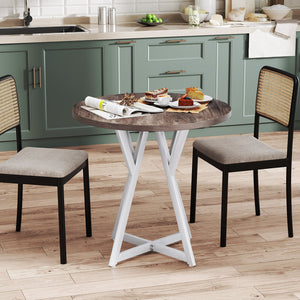36 Inch Round Dining Table with Metal Pedestal Base-Natural view 2