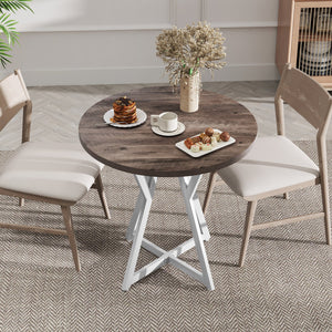 36 Inch Round Dining Table with Metal Pedestal Base-Natural view 3