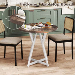 36 Inch Round Dining Table with Metal Pedestal Base-Natural view 6