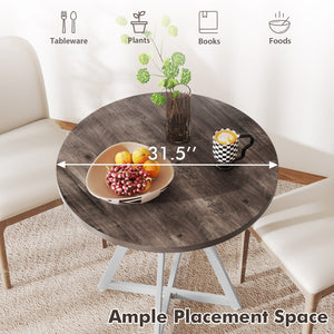 36 Inch Round Dining Table with Metal Pedestal Base-Natural view 7