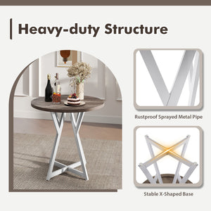36 Inch Round Dining Table with Metal Pedestal Base-Natural view 8