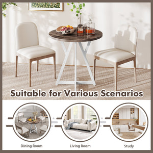 36 Inch Round Dining Table with Metal Pedestal Base-Natural view 9