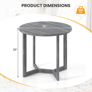 36 Inch Round Wood Dining Table for 2-4 People with Wing-shaped Pedestal Base-Black view 5