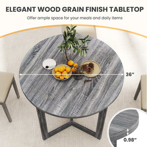 36 Inch Round Wood Dining Table for 2-4 People with Wing-shaped Pedestal Base-Black view 7