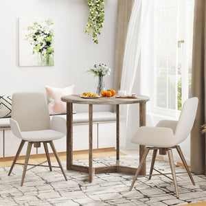 36 Inch Round Wood Dining Table for 2-4 People with Wing-shaped Pedestal Base-Grey view 3