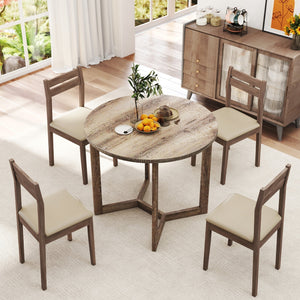 36 Inch Round Wood Dining Table for 2-4 People with Wing-shaped Pedestal Base-Grey view 6