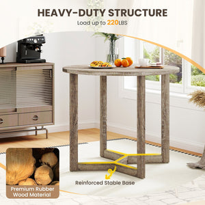 36 Inch Round Wood Dining Table for 2-4 People with Wing-shaped Pedestal Base-Grey view 8