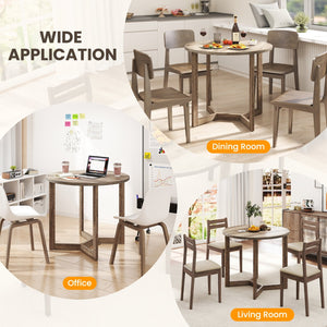 36 Inch Round Wood Dining Table for 2-4 People with Wing-shaped Pedestal Base-Grey view 9