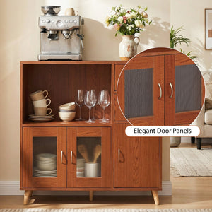 36 Inch Sideboard Buffet Cabinet with Open Compartment-Brown view 8
