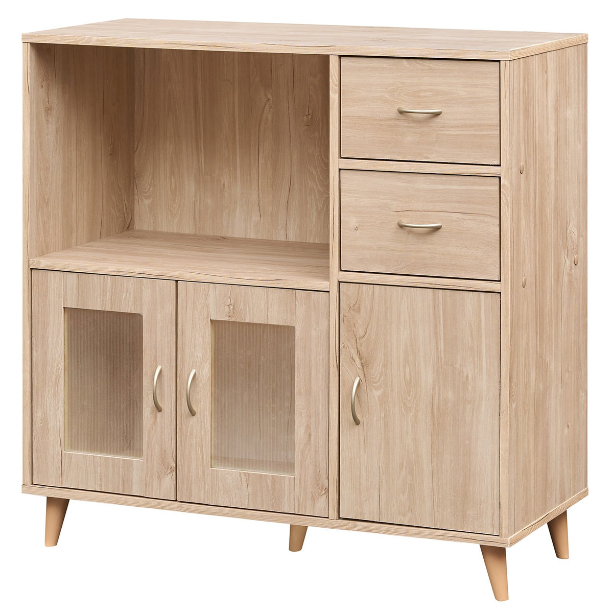 36 Inch Sideboard Buffet Cabinet with Open Compartment-Natural view 4