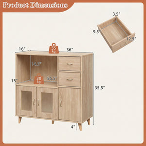 36 Inch Sideboard Buffet Cabinet with Open Compartment-Natural view 5