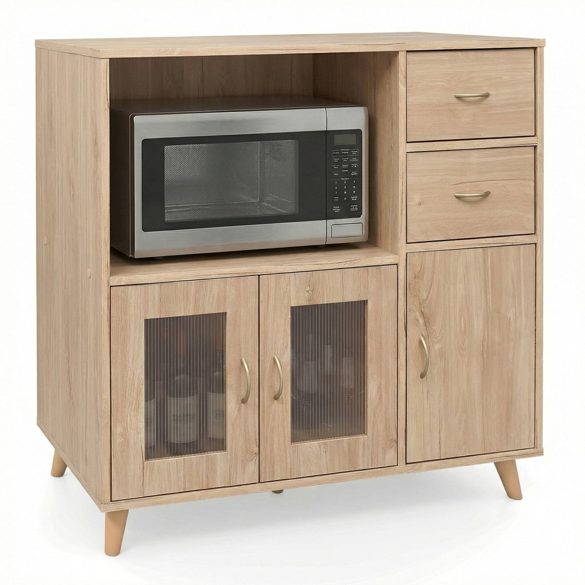 36 Inch Sideboard Buffet Cabinet with Open Compartment-Natural view 7