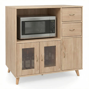 36 Inch Sideboard Buffet Cabinet with Open Compartment-Natural view 7