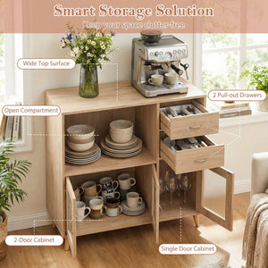 36 Inch Sideboard Buffet Cabinet with Open Compartment-Natural view 8