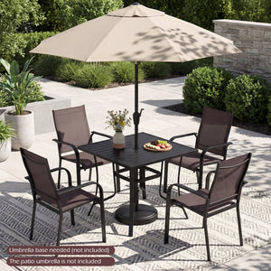 36 Inch Square Patio Table for 4 Metal Dining Table with Umbrella Hole-Black view 3