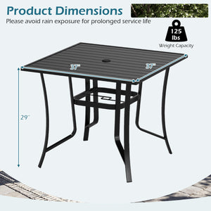 36 Inch Square Patio Table for 4 Metal Dining Table with Umbrella Hole-Black view 5