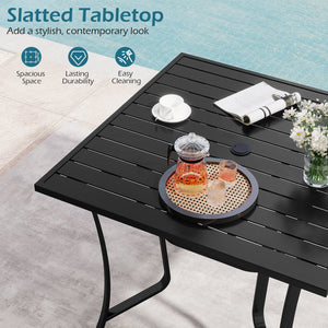 36 Inch Square Patio Table for 4 Metal Dining Table with Umbrella Hole-Black view 6