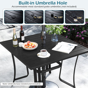 36 Inch Square Patio Table for 4 Metal Dining Table with Umbrella Hole-Black view 8