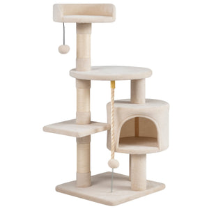 36 Inch Tall Kitten Tower with Condo and Plush Perch-Beige