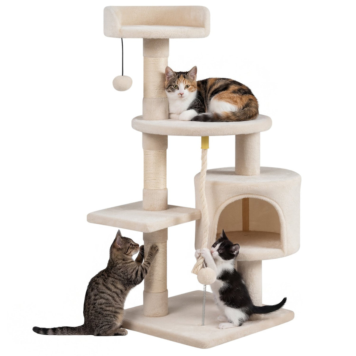 36 Inch Tall Kitten Tower with Condo and Plush Perch-Beige view 4