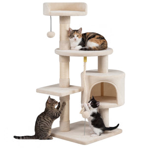 36 Inch Tall Kitten Tower with Condo and Plush Perch-Beige view 4