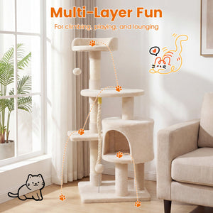 36 Inch Tall Kitten Tower with Condo and Plush Perch-Beige view 6