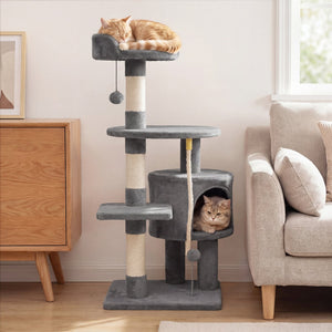 36 Inch Tall Kitten Tower with Condo and Plush Perch-Light Gray view 3