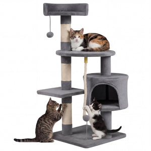 36 Inch Tall Kitten Tower with Condo and Plush Perch-Light Gray view 4