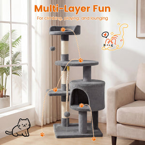 36 Inch Tall Kitten Tower with Condo and Plush Perch-Light Gray view 6