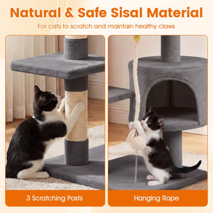 36 Inch Tall Kitten Tower with Condo and Plush Perch-Light Gray view 8