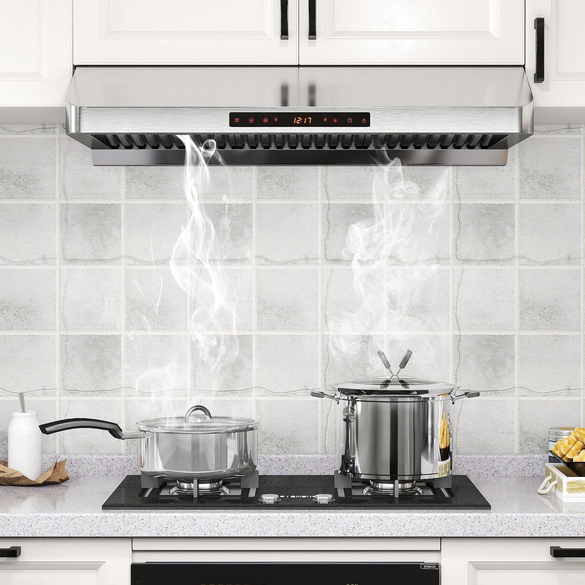 36 Inch Under Cabinet Range Hood 900 CFM Kitchen Stove Vent with Oil Collector-Silver view 2