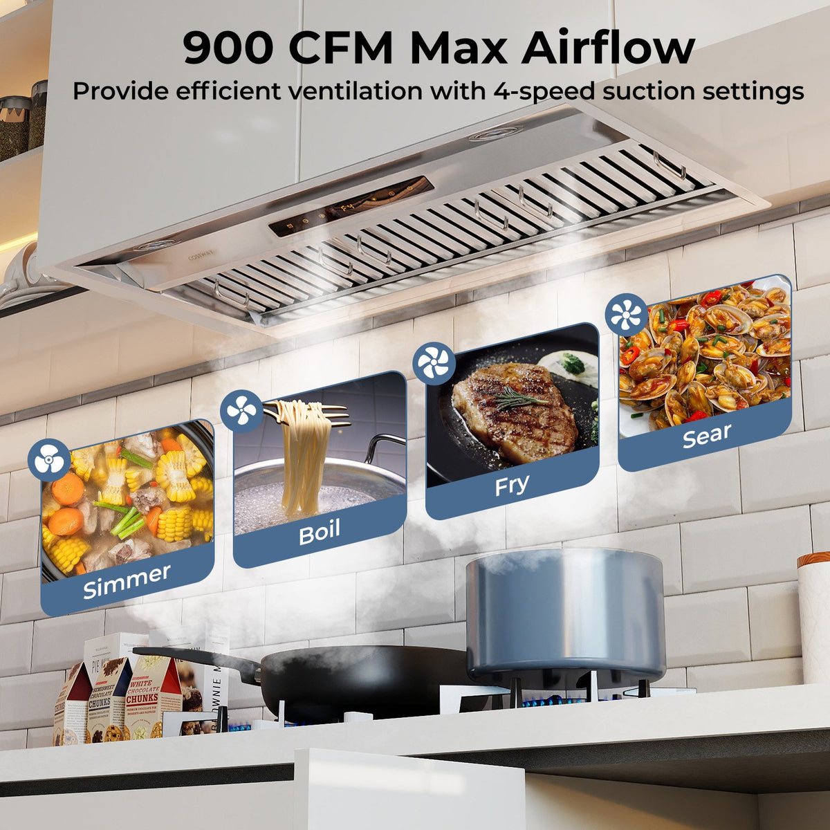 36 Inch Under Cabinet Range Hood with 4 Fan Speeds and Baffles Filters-Silver view 3