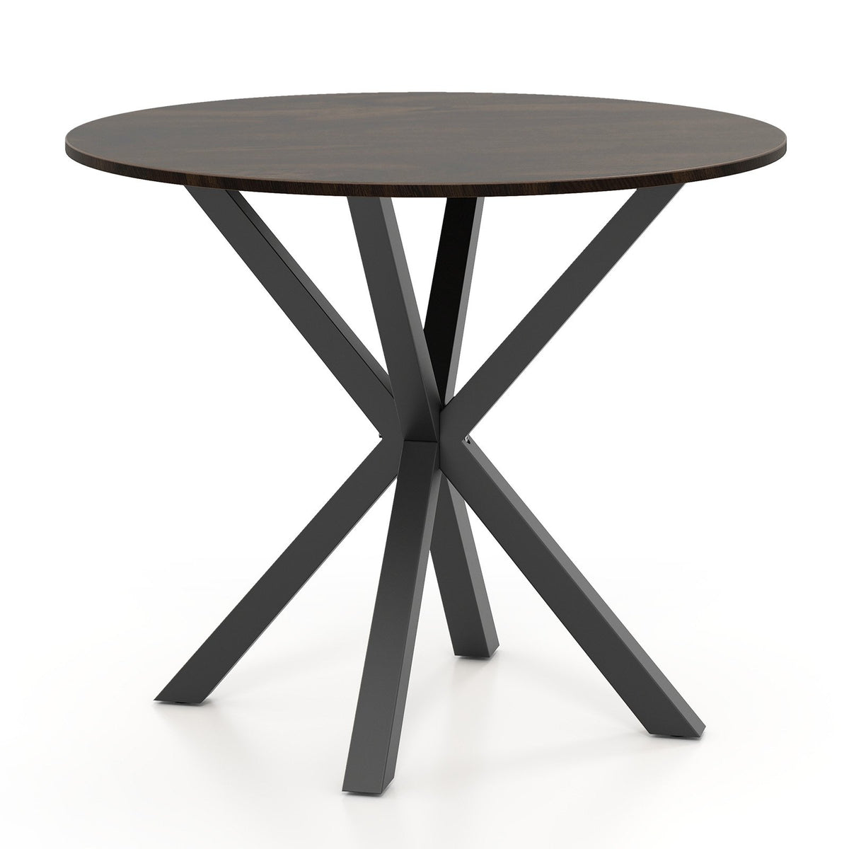 36 Inch Wood Dining Table with Intersecting Pedestal Base for 2-4 People-Brown