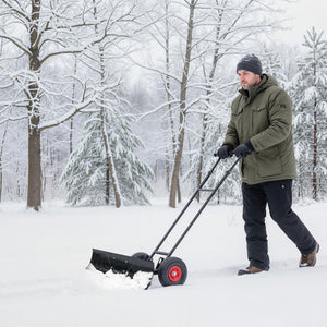 36 Inches Snow Shovel with Wheels and Adjustable Angle-Black view 2