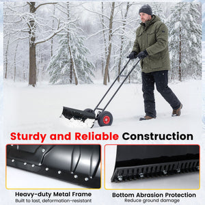36 Inches Snow Shovel with Wheels and Adjustable Angle-Black view 9