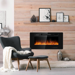 36 Inch Ultra Thin Wall Mounted Electric Fireplace view 2