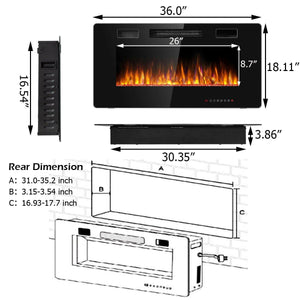 36 Inch Ultra Thin Wall Mounted Electric Fireplace view 4