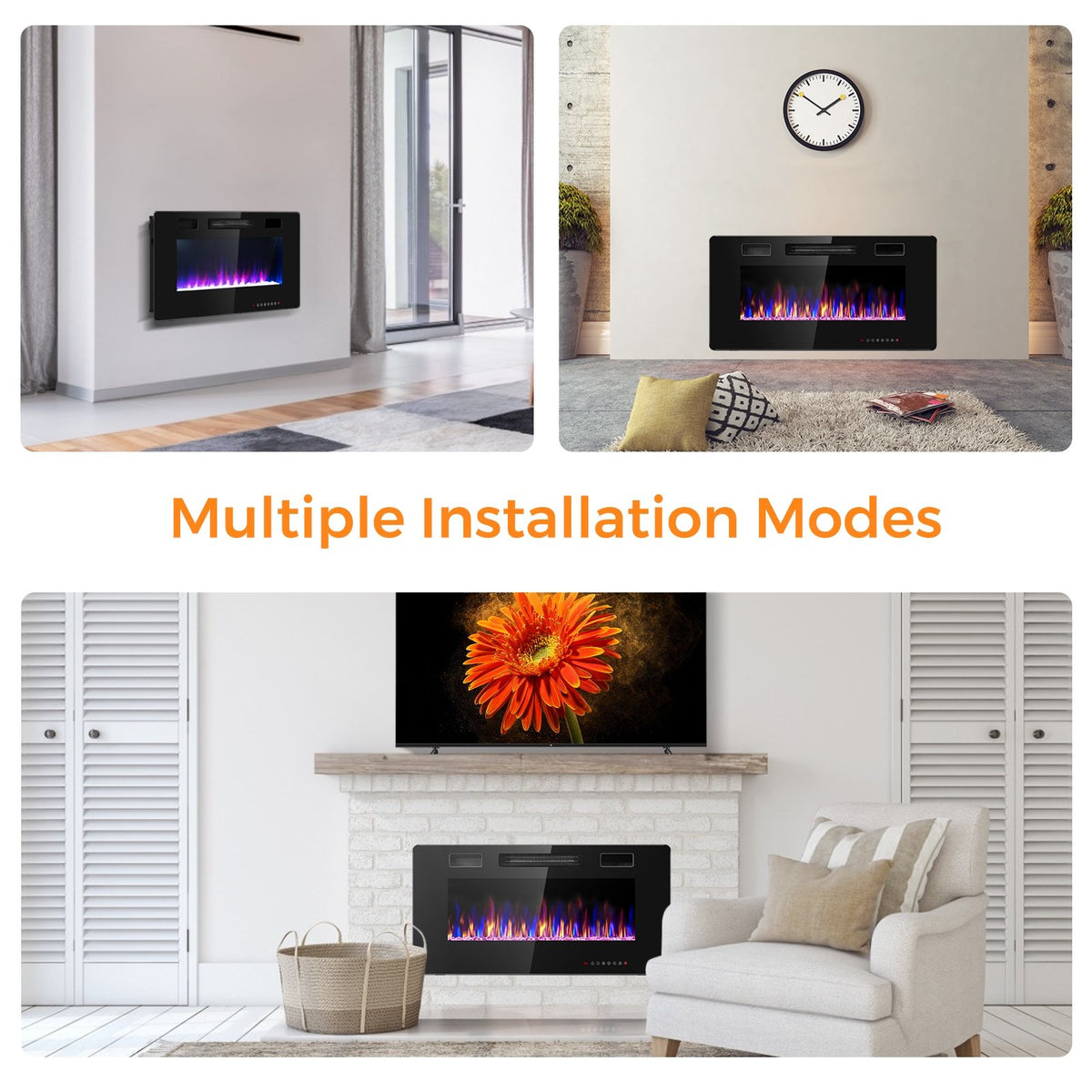36 Inch Ultra Thin Wall Mounted Electric Fireplace view 9