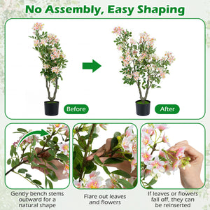 36 inches Set of 1 Artificial Impatiens Tree with Mini Fruits and Silk Flowers-Pink view 6