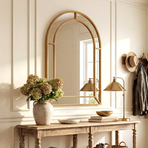 36 x 24 Inch Decorative Mirror with Beaded Frame for Living Room-Gold view 2