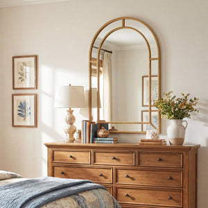 36 x 24 Inch Decorative Mirror with Beaded Frame for Living Room-Gold view 3