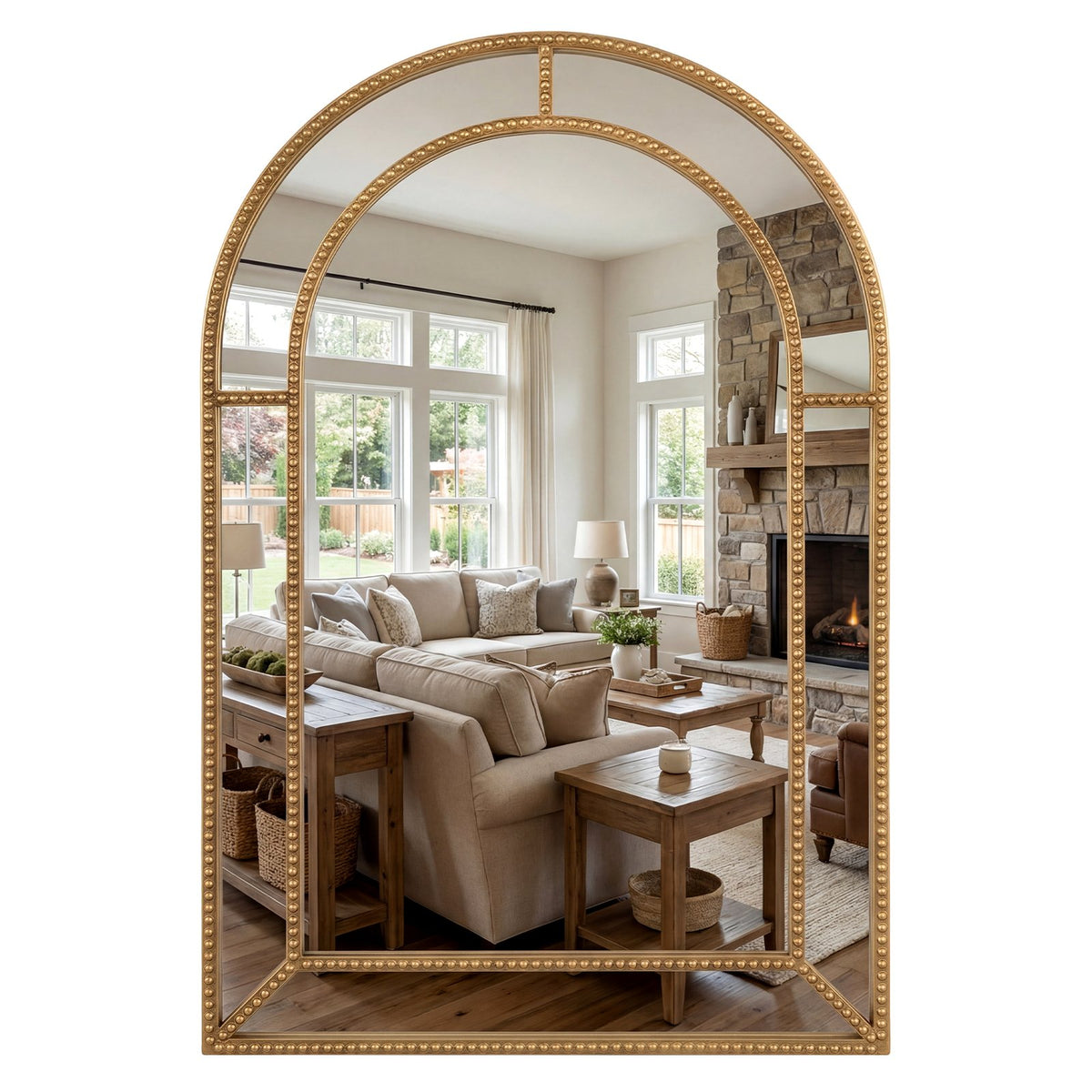 36 x 24 Inch Decorative Mirror with Beaded Frame for Living Room-Gold view 4