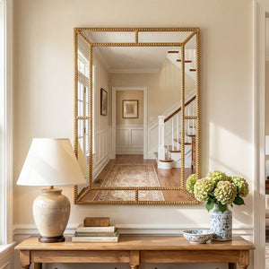 36 x 24 Inch Gold Wall Mirror with Beaded Frame for Living Room-Gold view 2