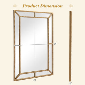 36 x 24 Inch Gold Wall Mirror with Beaded Frame for Living Room-Gold view 5