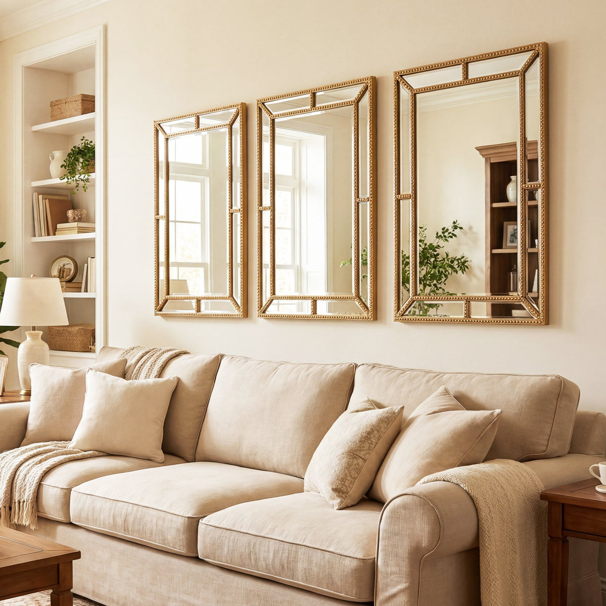 36 x 24 Inch Gold Wall Mirror with Beaded Frame for Living Room-Gold view 7