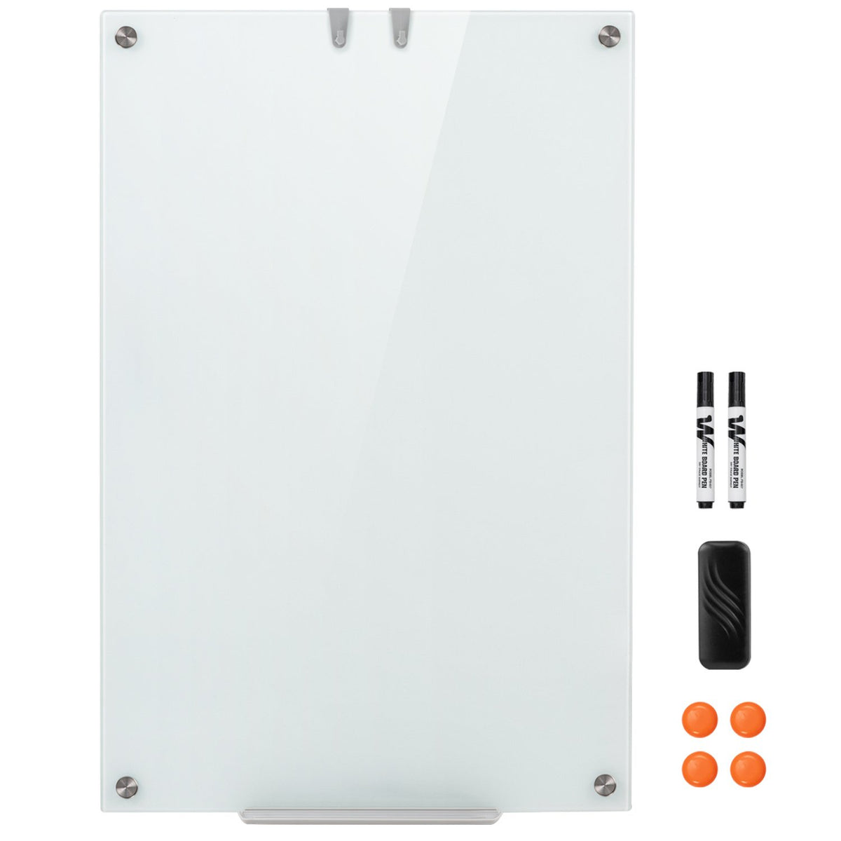 36 x 24 Inches Glass Whiteboard with Eraser and Removable Tray
