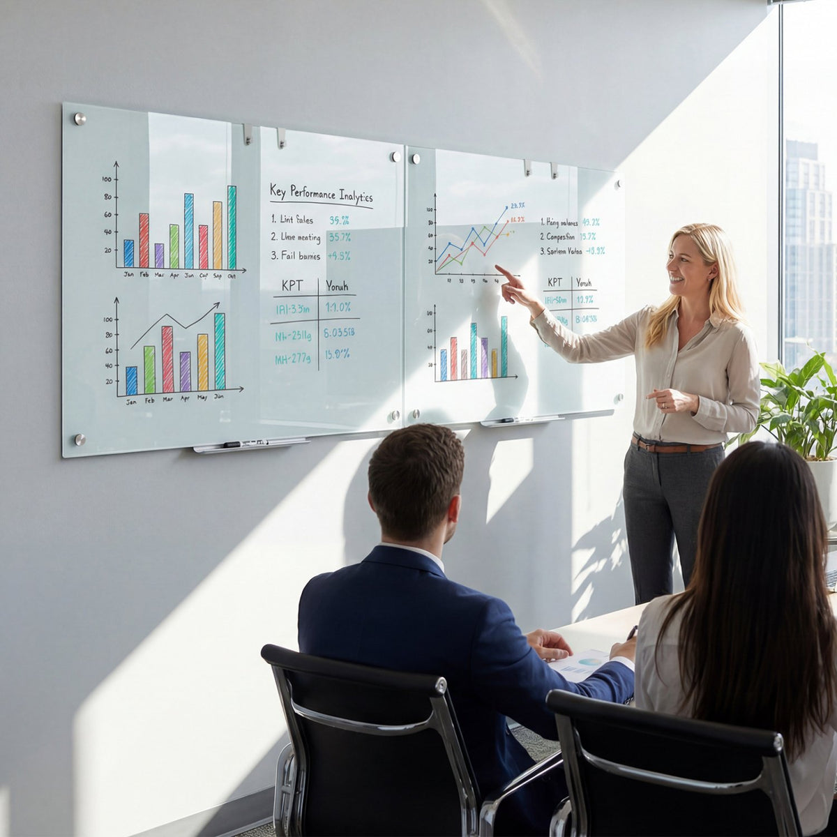 36 x 24 Inches Glass Whiteboard with Eraser and Removable Tray view 3