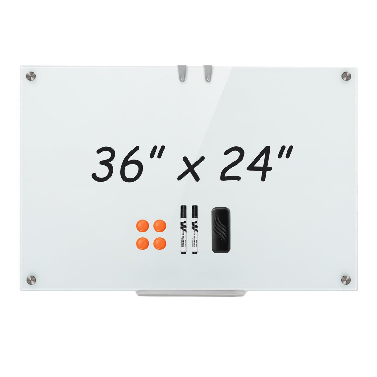 36 x 24 Inches Glass Whiteboard with Eraser and Removable Tray view 4